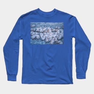 American White Pelicans Early Morning Feeding Long Sleeve T-Shirt